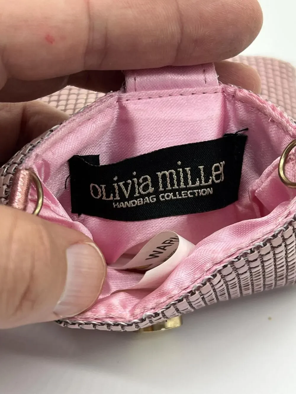 Olivia Miller Clutch Bag Womens Mini Pink Sequin Mesh Magnetic Evening Purse